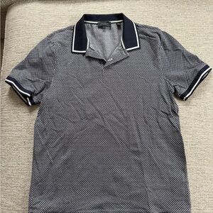 Ted Baker Black and White Geometric Polo Shirt